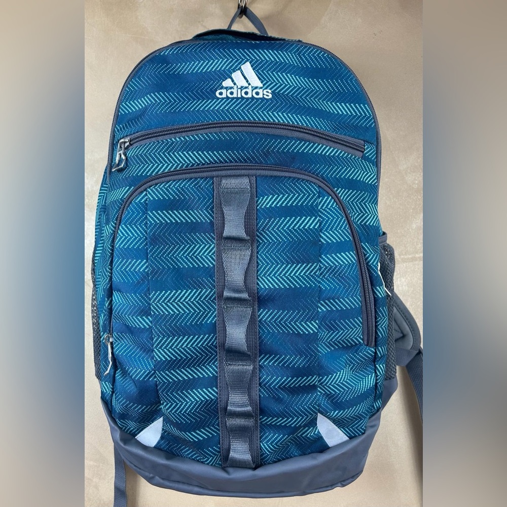 Adidas The Brand With The  Stripes Large Blue, Grey , White,  Backpack EUC